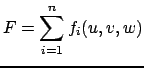 $\displaystyle F=\sum\limits^n_{i=1}{f_i(u,v,w)}$